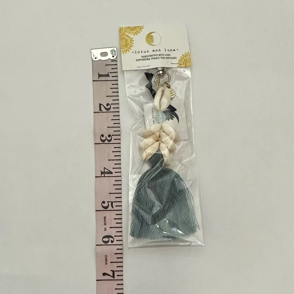 Lotus and Luna Cowry Shell Moonstone Clip Keychain Beachly Box
